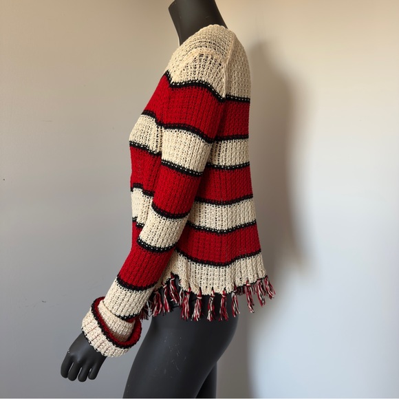 Marc Cain Striped Red & Cream Cotton Knit Cardigan Organic Cotton Sustainable - Picture 6 of 15